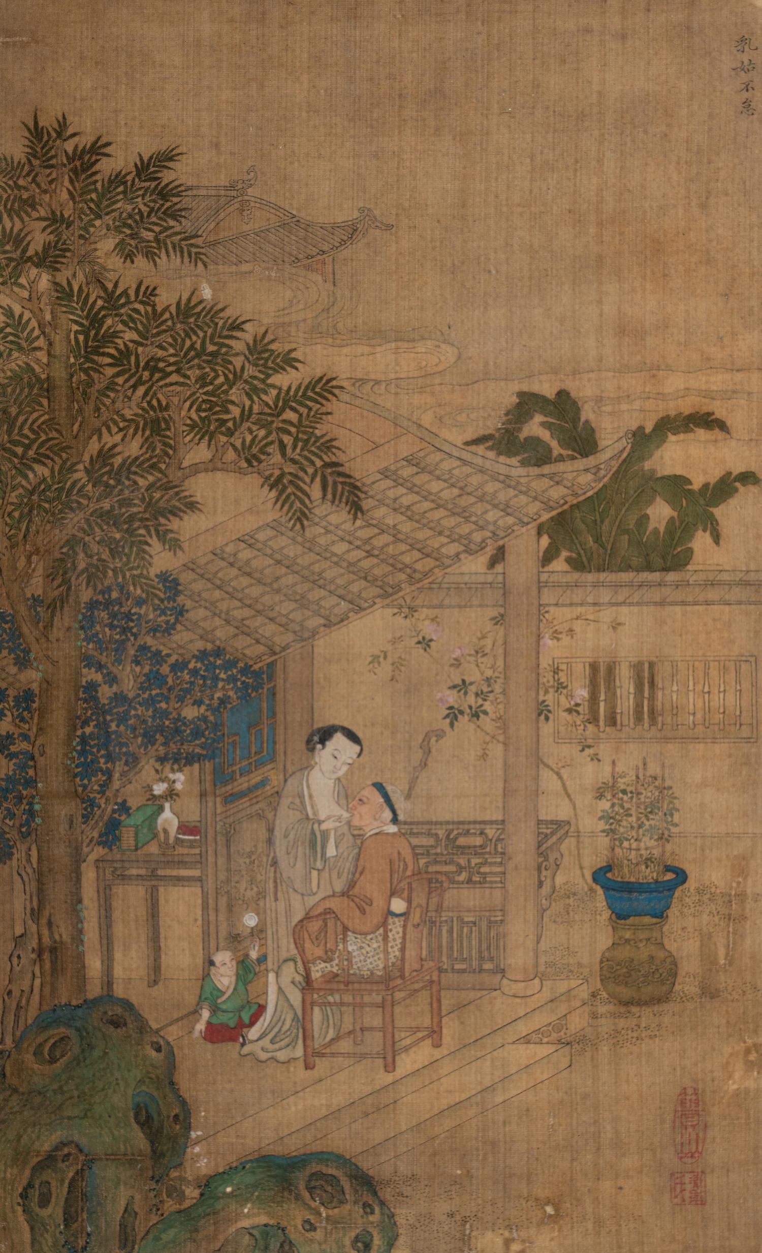 Three Chinese Ink and Color on Silk Paintings
