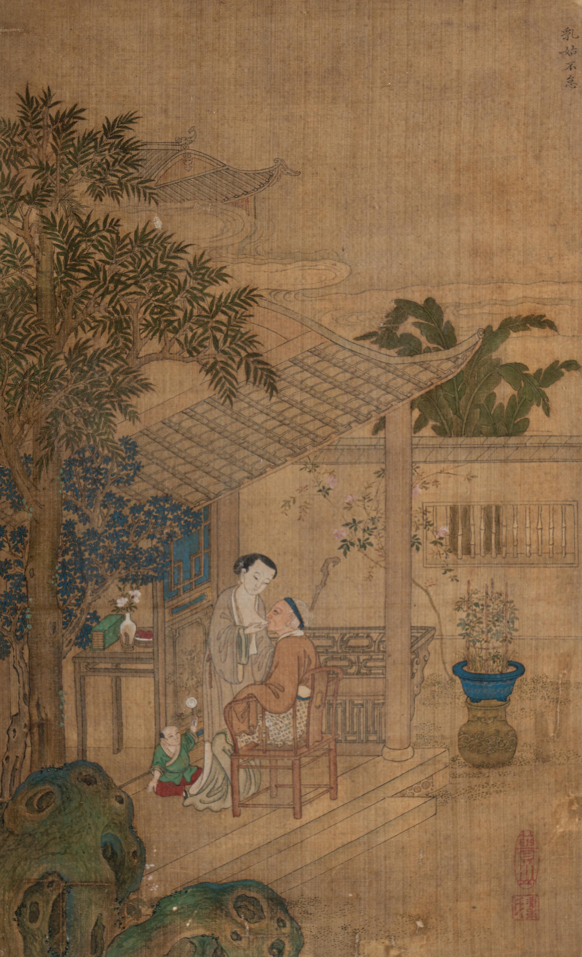 Three Chinese Ink and Color on Silk Paintings