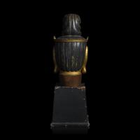 A Japanese Gilt and Black Painted Wood Head of a Bosatsu