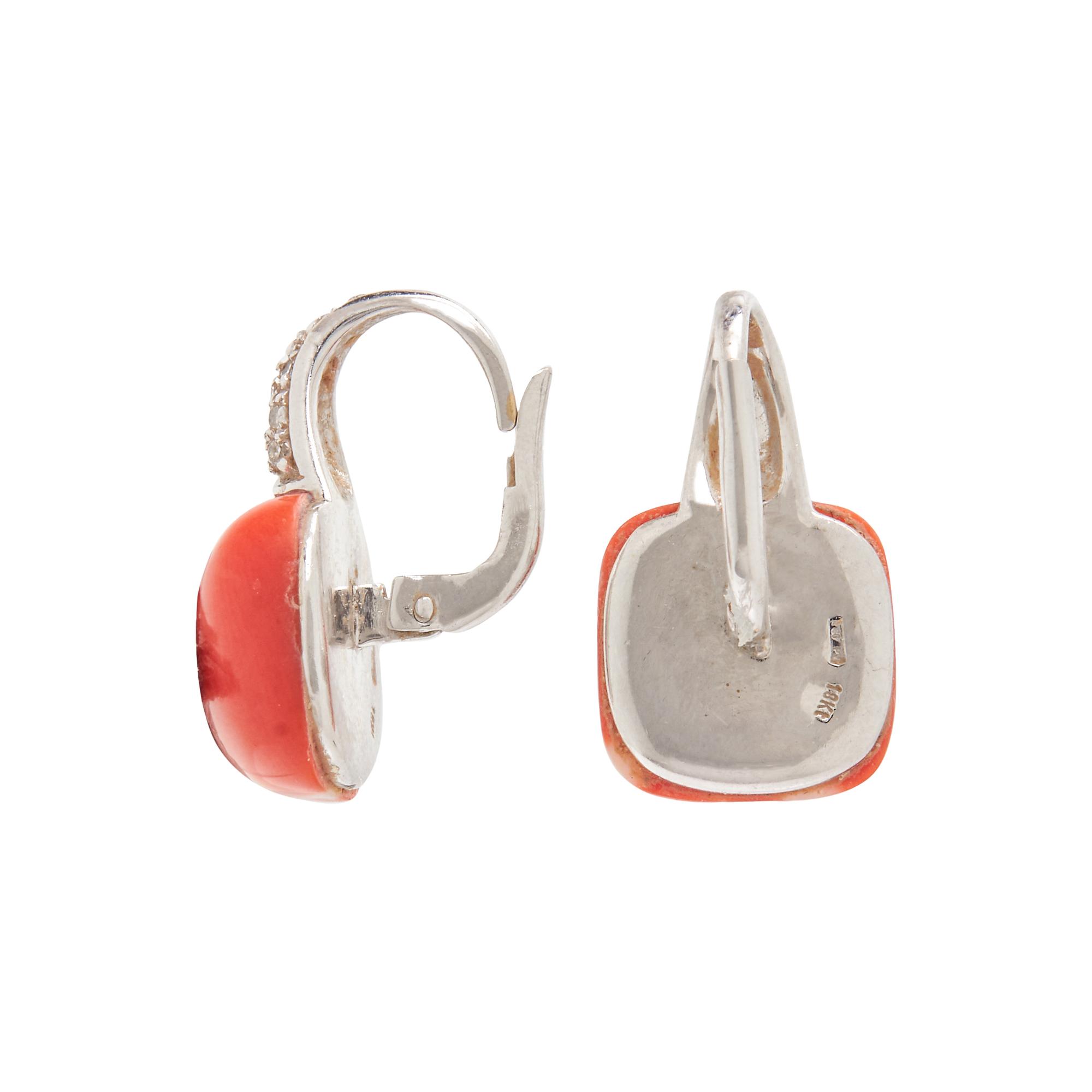 WHITE GOLD, CORAL AND DIAMOND SET