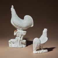 Two Chinese Blanc-de-Chine Porcelain Figures of Cockerels, 18th/19th Century — 清中期 德化白瓷雄鷄兩隻