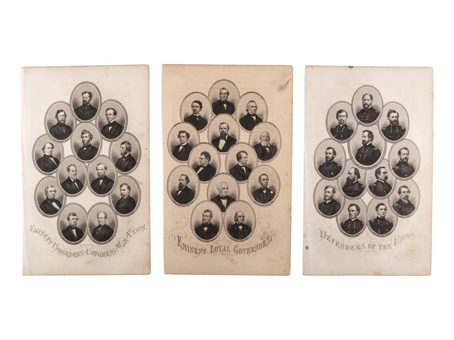 [CIVIL WAR]. A group of 3 pro-Union engravings, comprising: