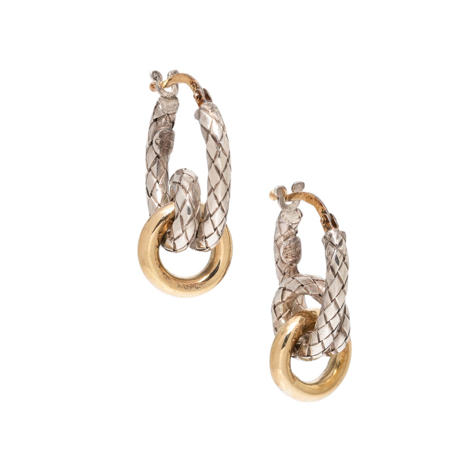Sterling Silver and Yellow Gold Huggie Hoop Knot Earrings