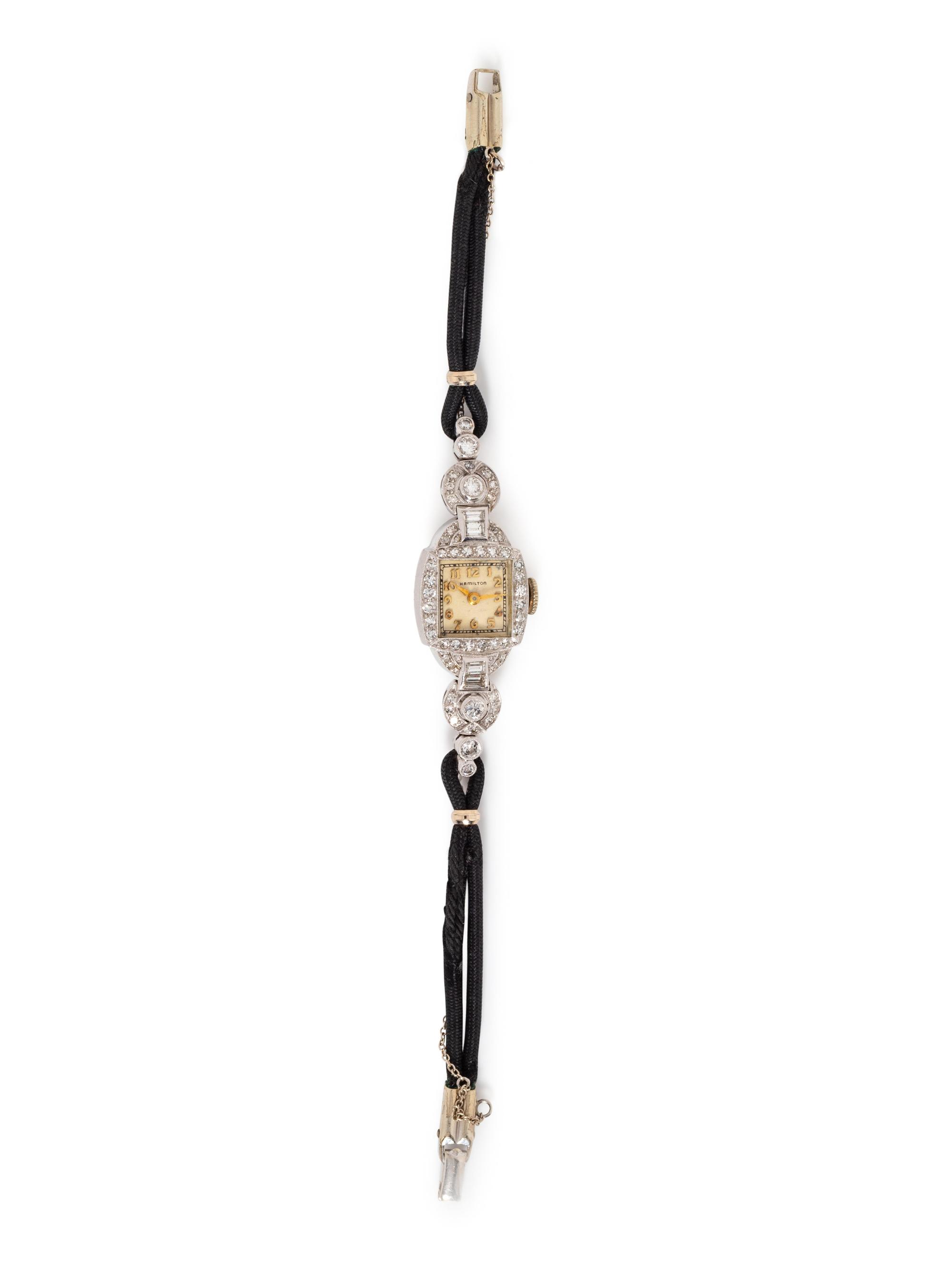 A Platinum and Diamond Wristwatch, Hamilton,