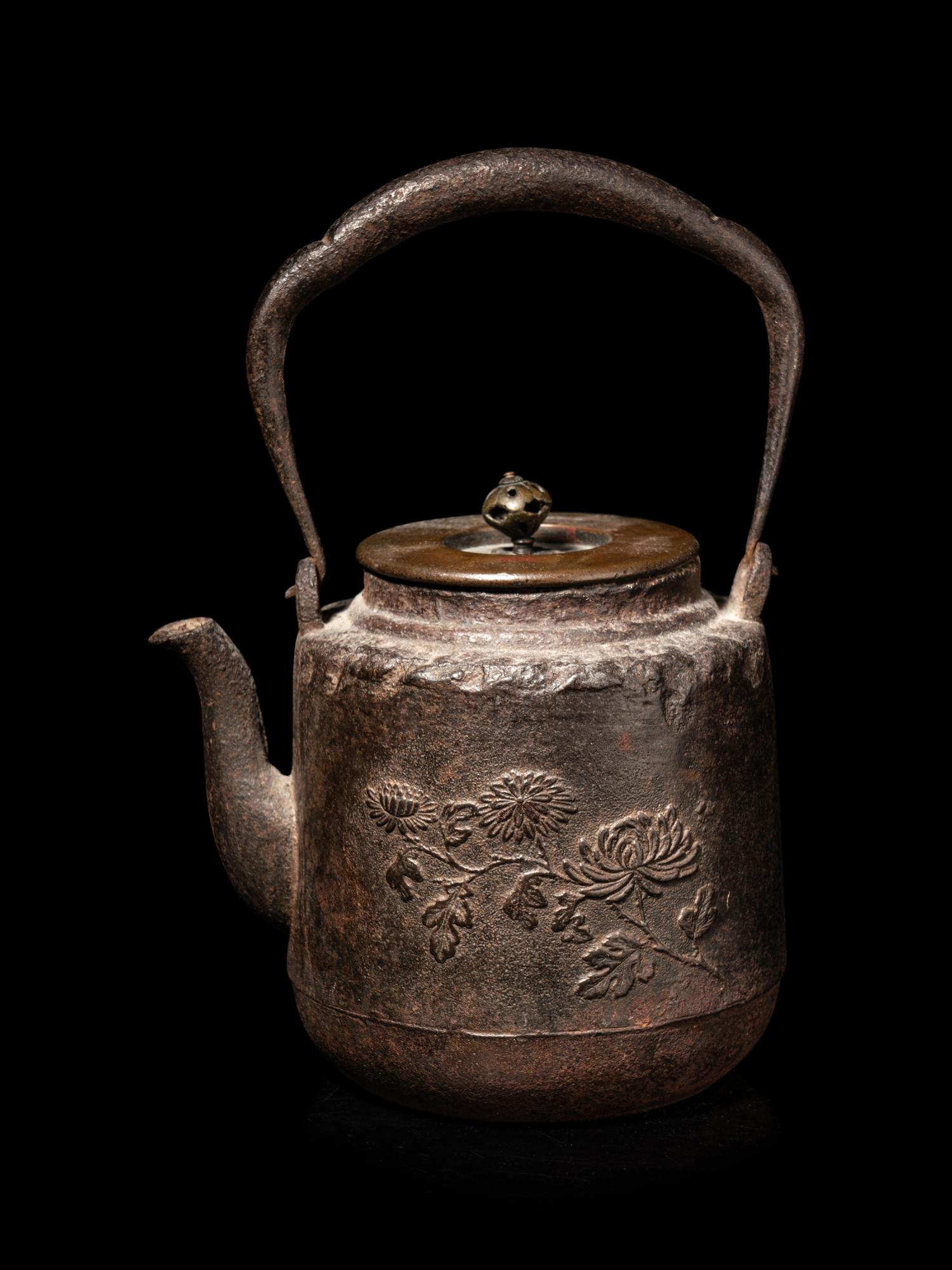 Two Japanese Cast Iron Teapots, Tetsubin