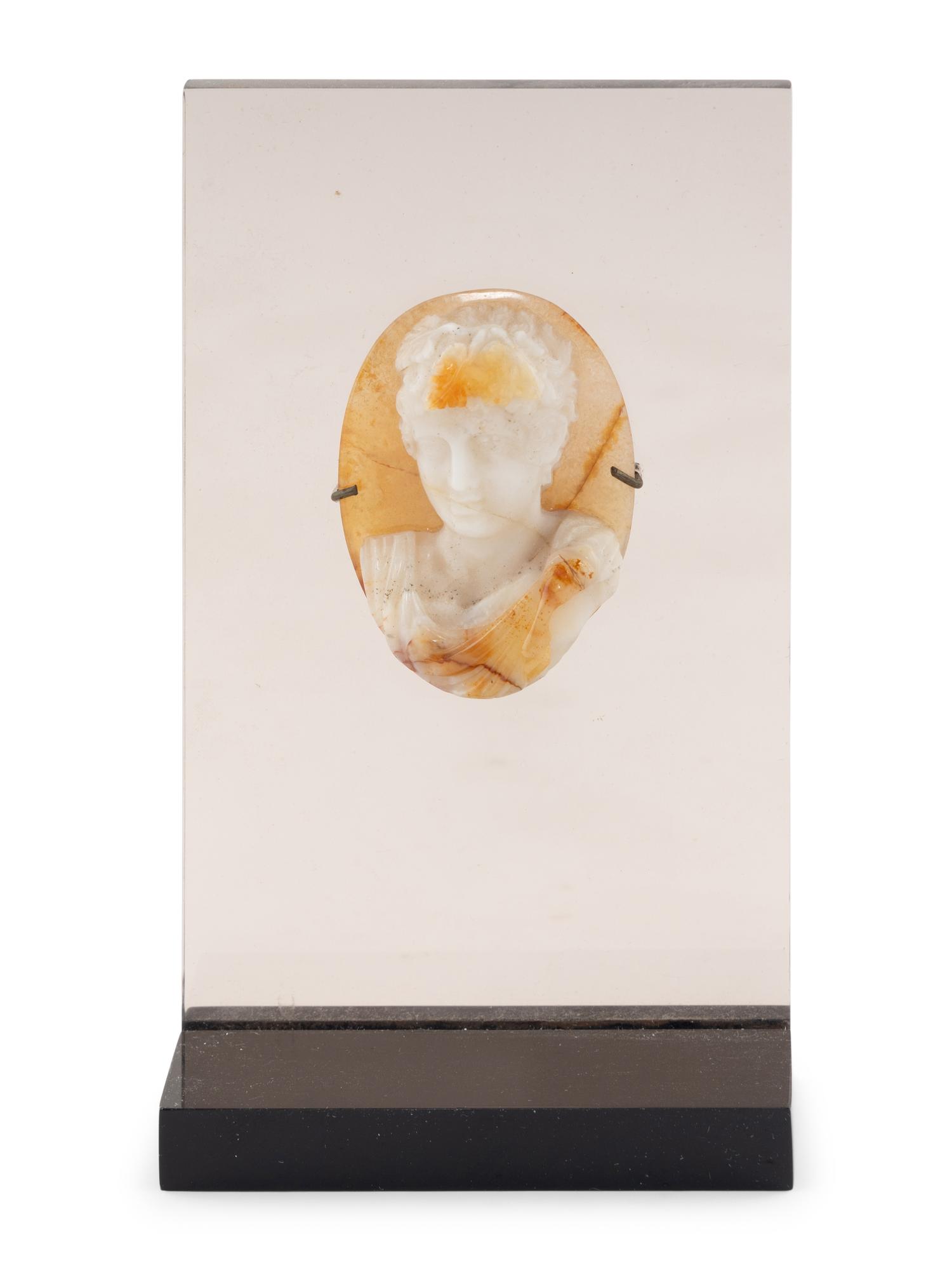 A Variegated Agate Relief of an Emperor