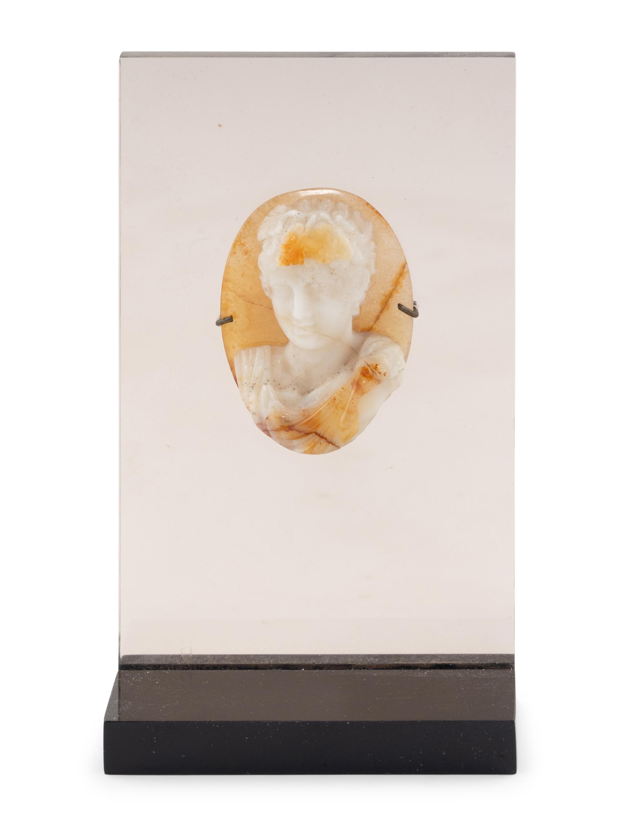 A Variegated Agate Relief of an Emperor
