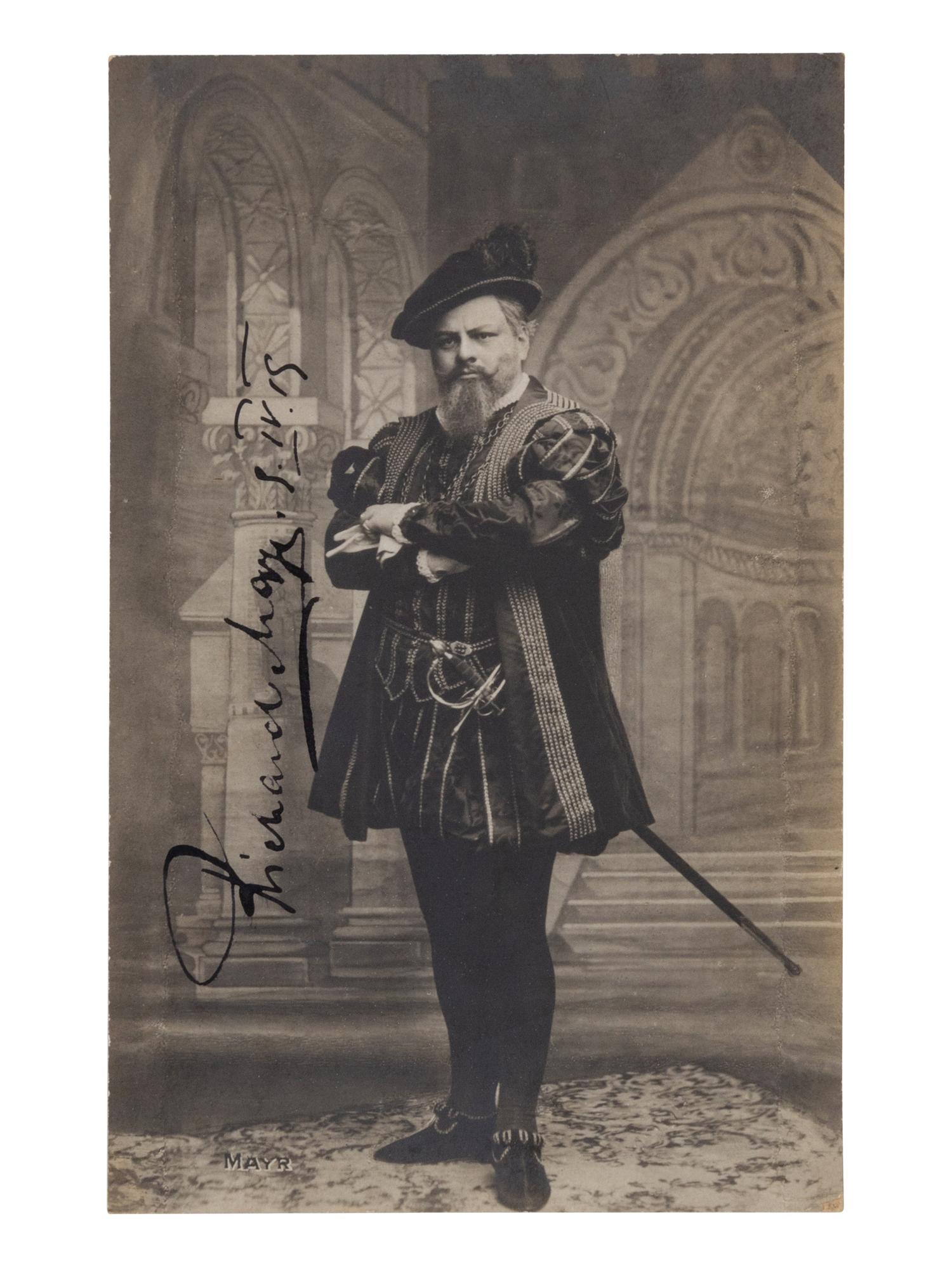 [20TH-CENTURY OPERA SINGERS]. A group of 5 signed photographs or photographic postcards of opera singers from the 1910s, comprising images of: