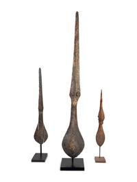 A Group of Three Carved and Gessoed Wood Shofas