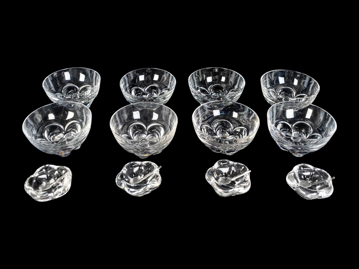 A Set of Eight Daum Fruit Bowls and Four Salts