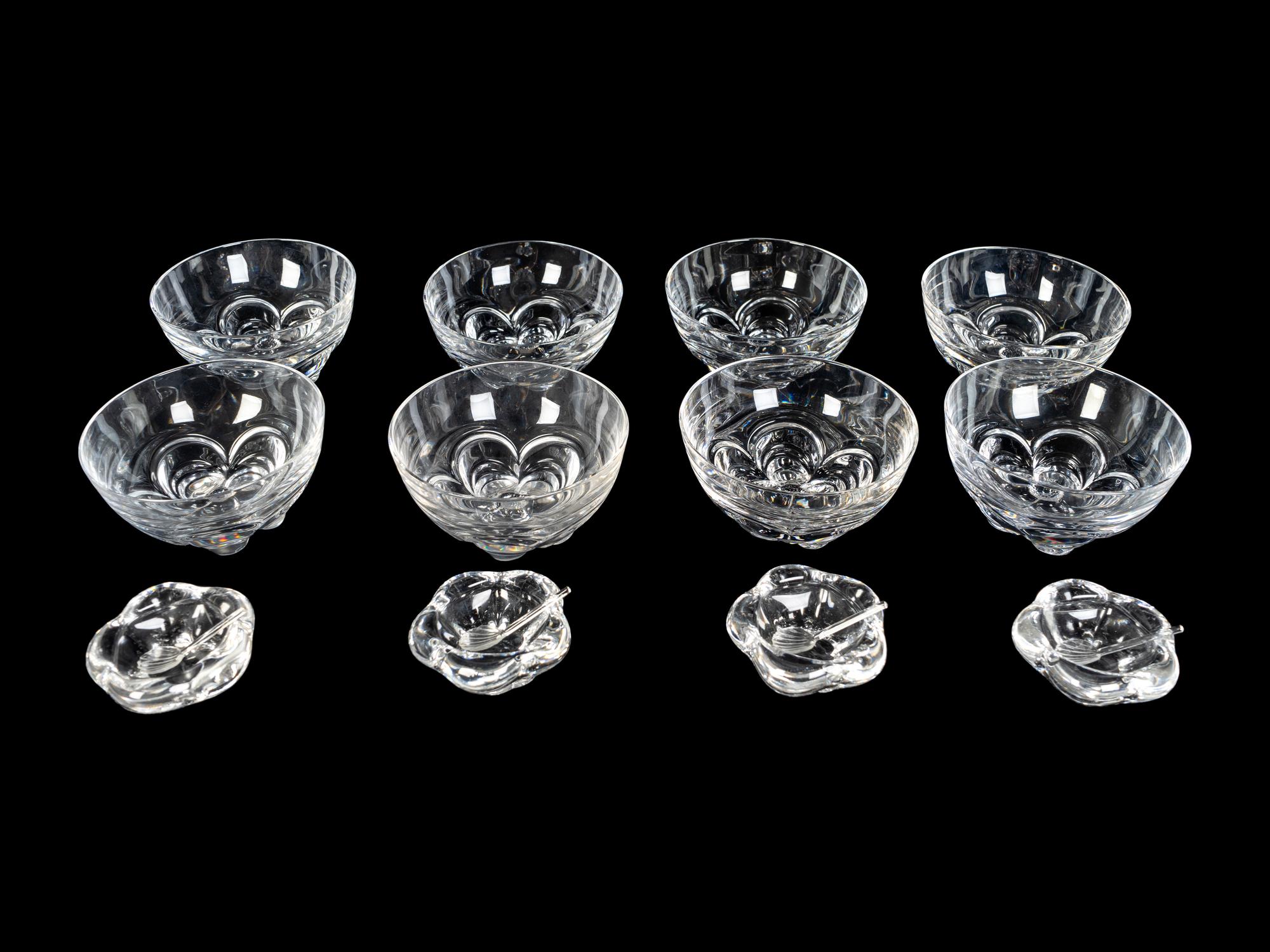 A Set of Eight Daum Fruit Bowls and Four Salts