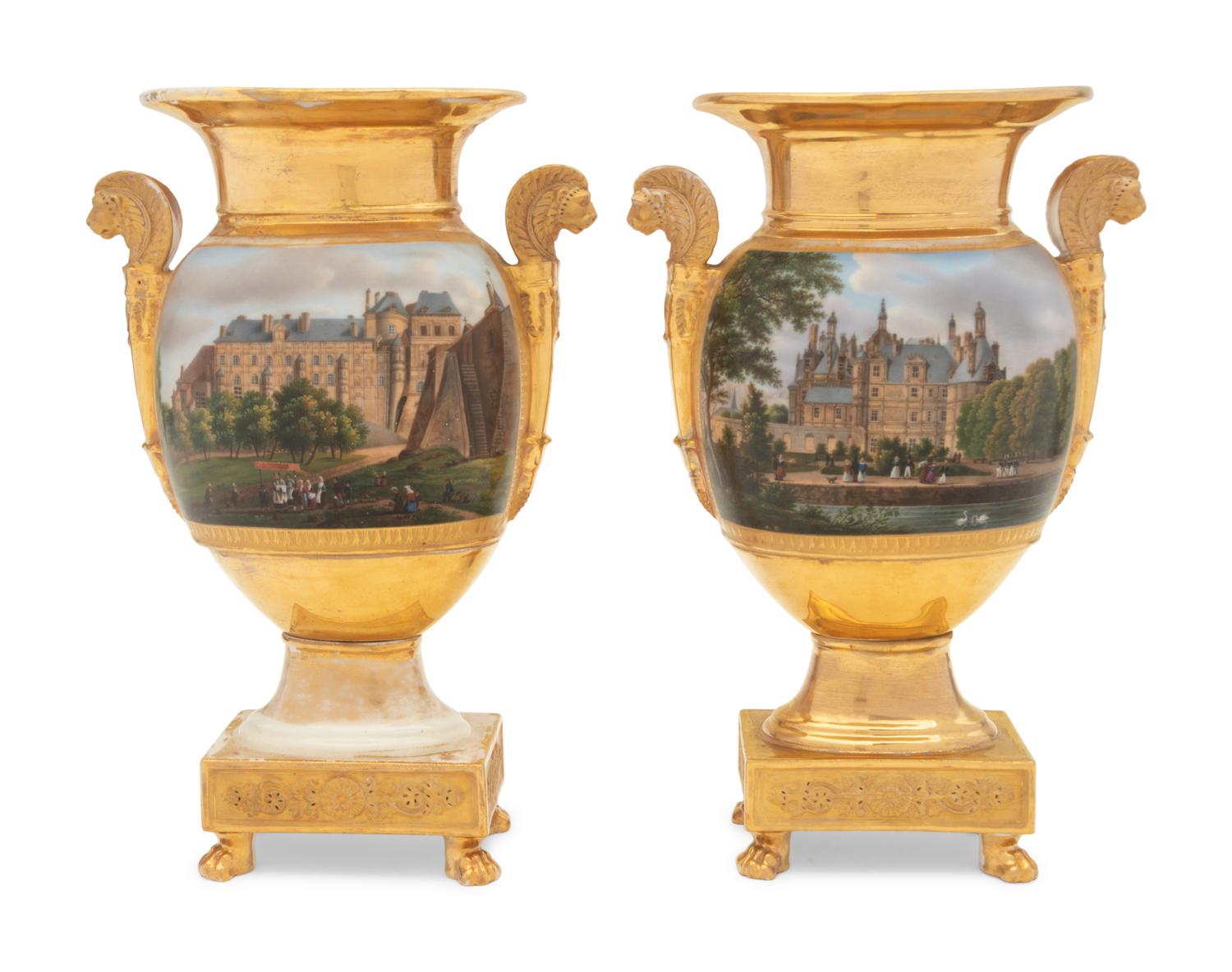 A Pair of Paris Porcelain Urns
