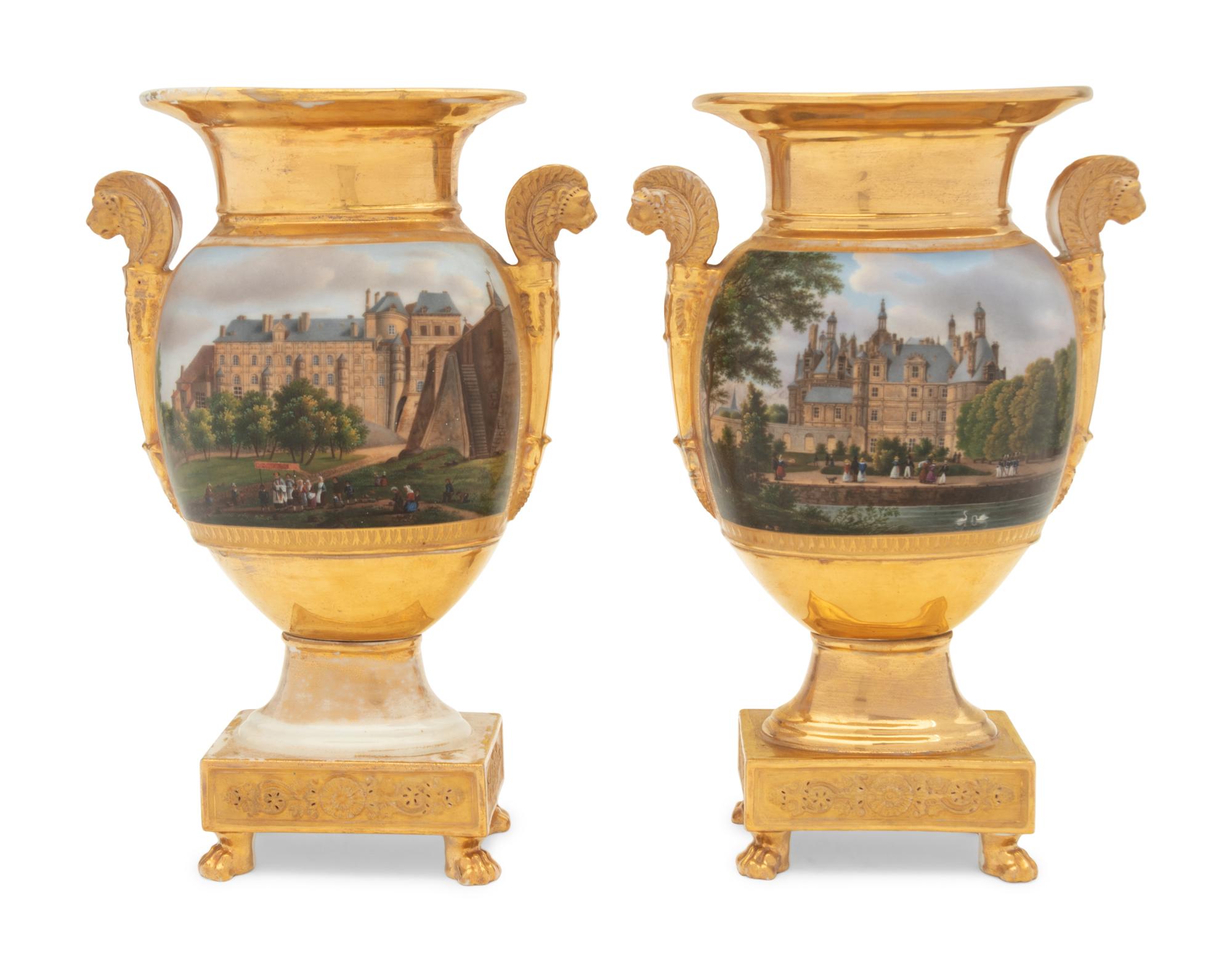 A Pair of Paris Porcelain Urns
