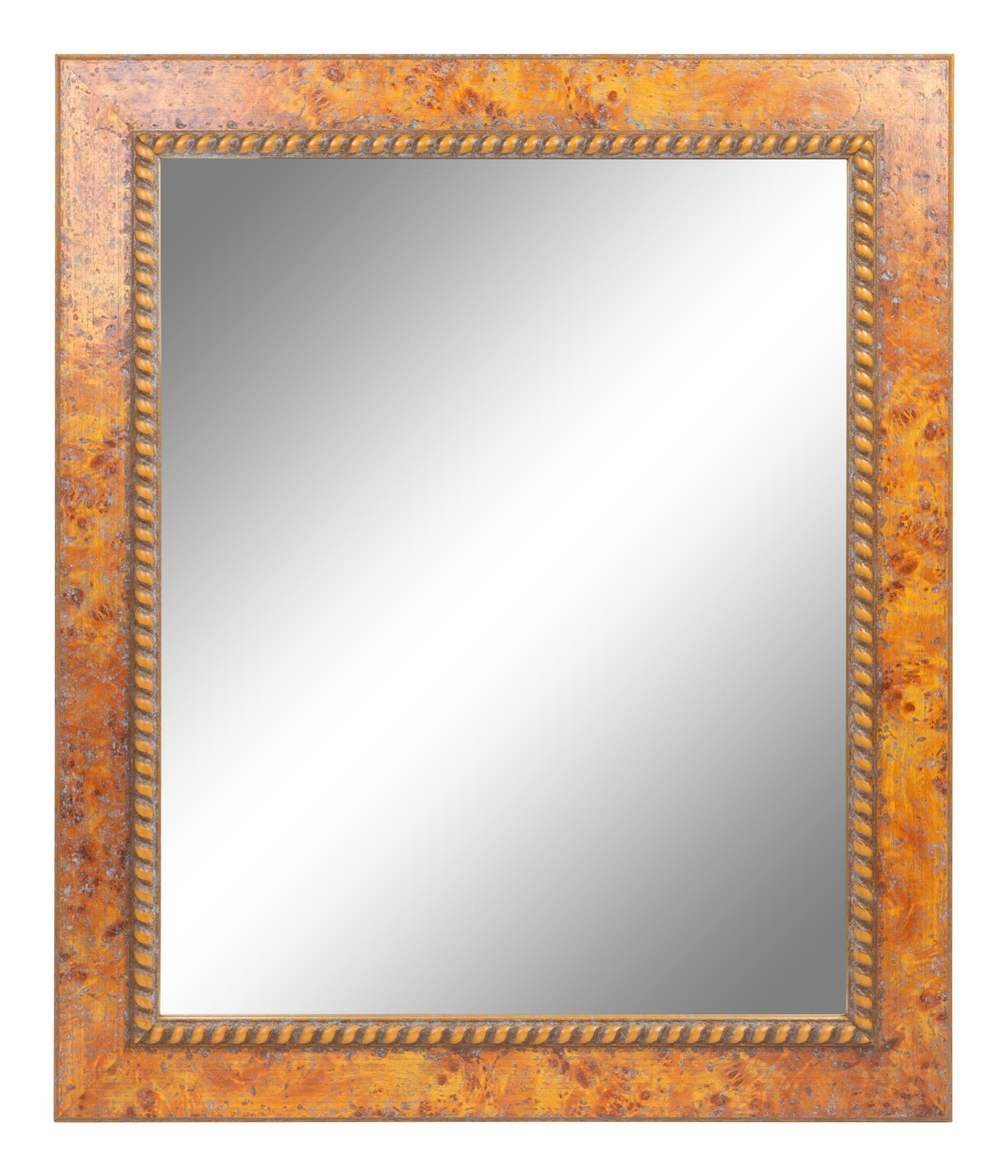 A Carved Faux-Burl Wood Framed Rectangular Mirror — 20TH CENTURY
