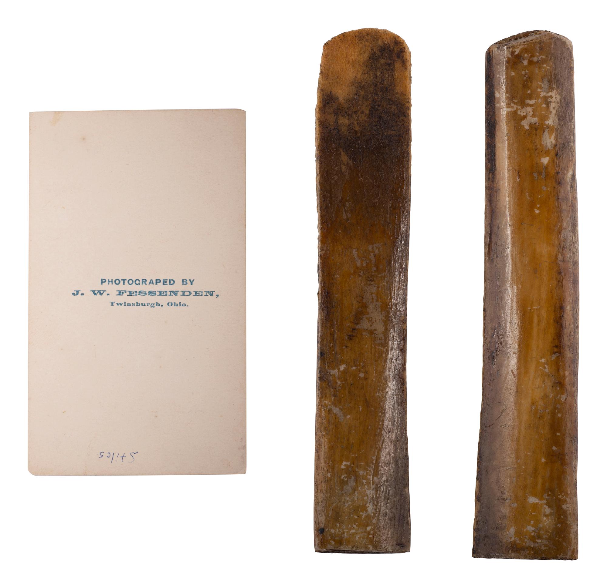 Captain Albert W. Stiles, 6th Ohio Volunteer Cavalry Regiment. Beef rib bones carried during the war.