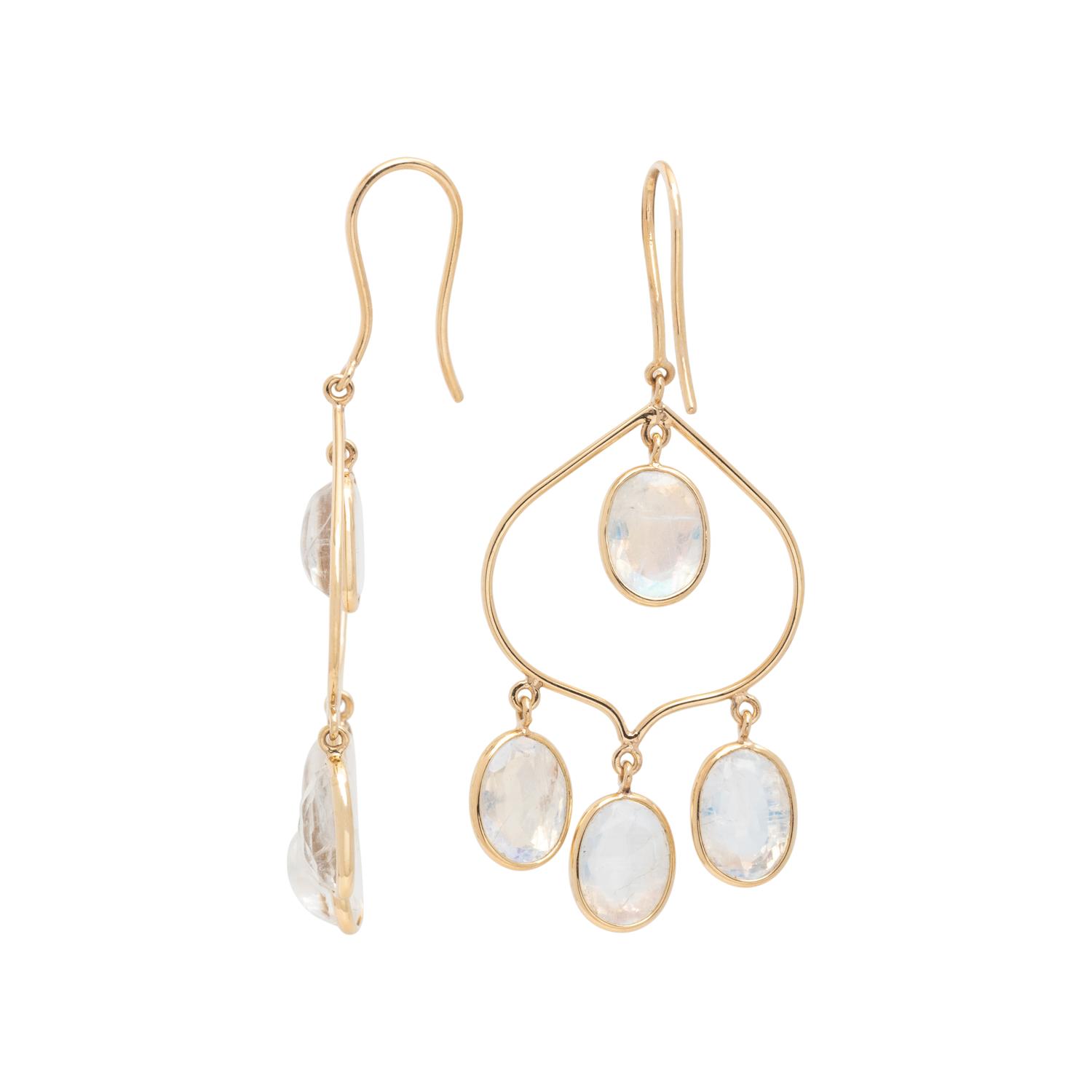 YELLOW GOLD AND MOONSTONE EARRINGS
