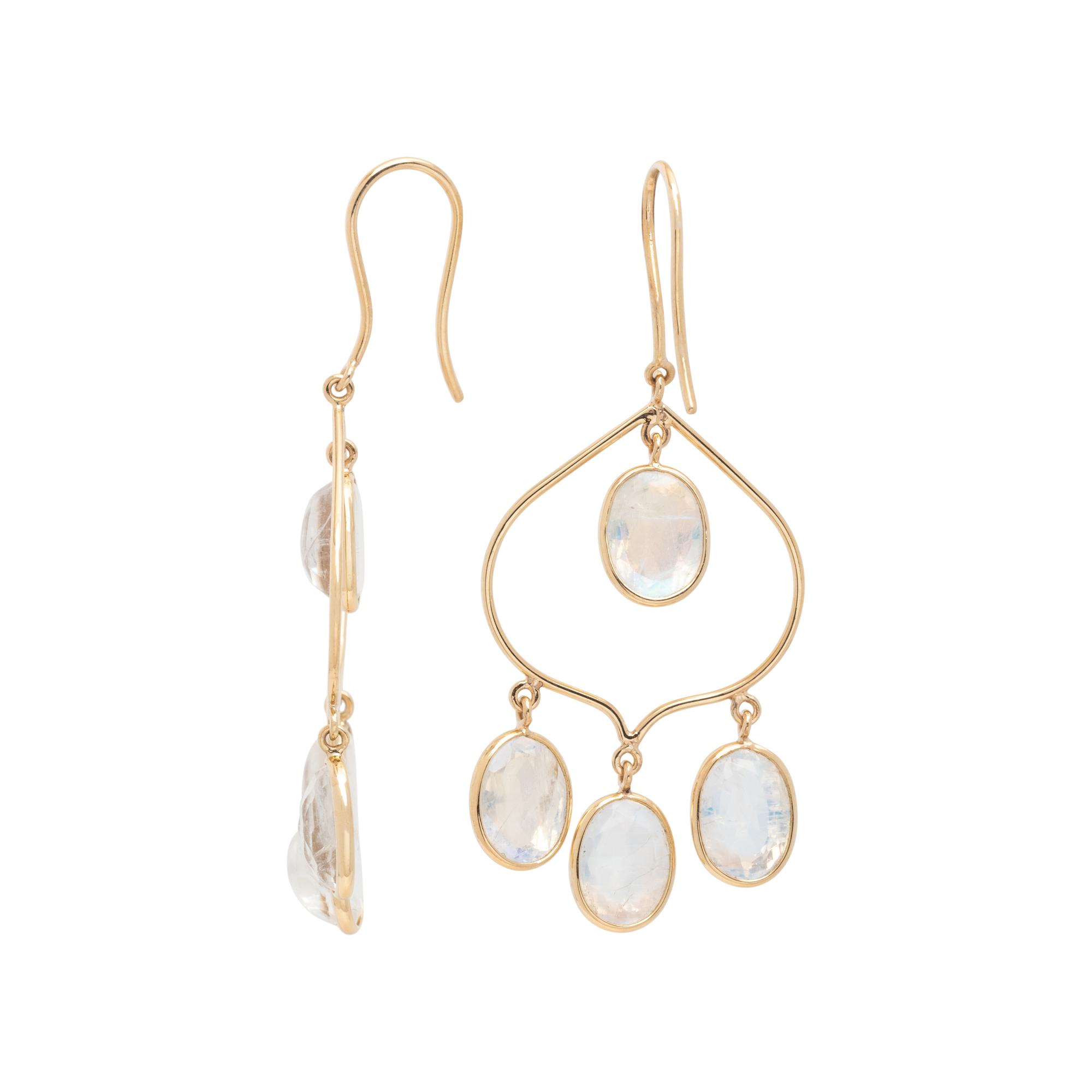 YELLOW GOLD AND MOONSTONE EARRINGS