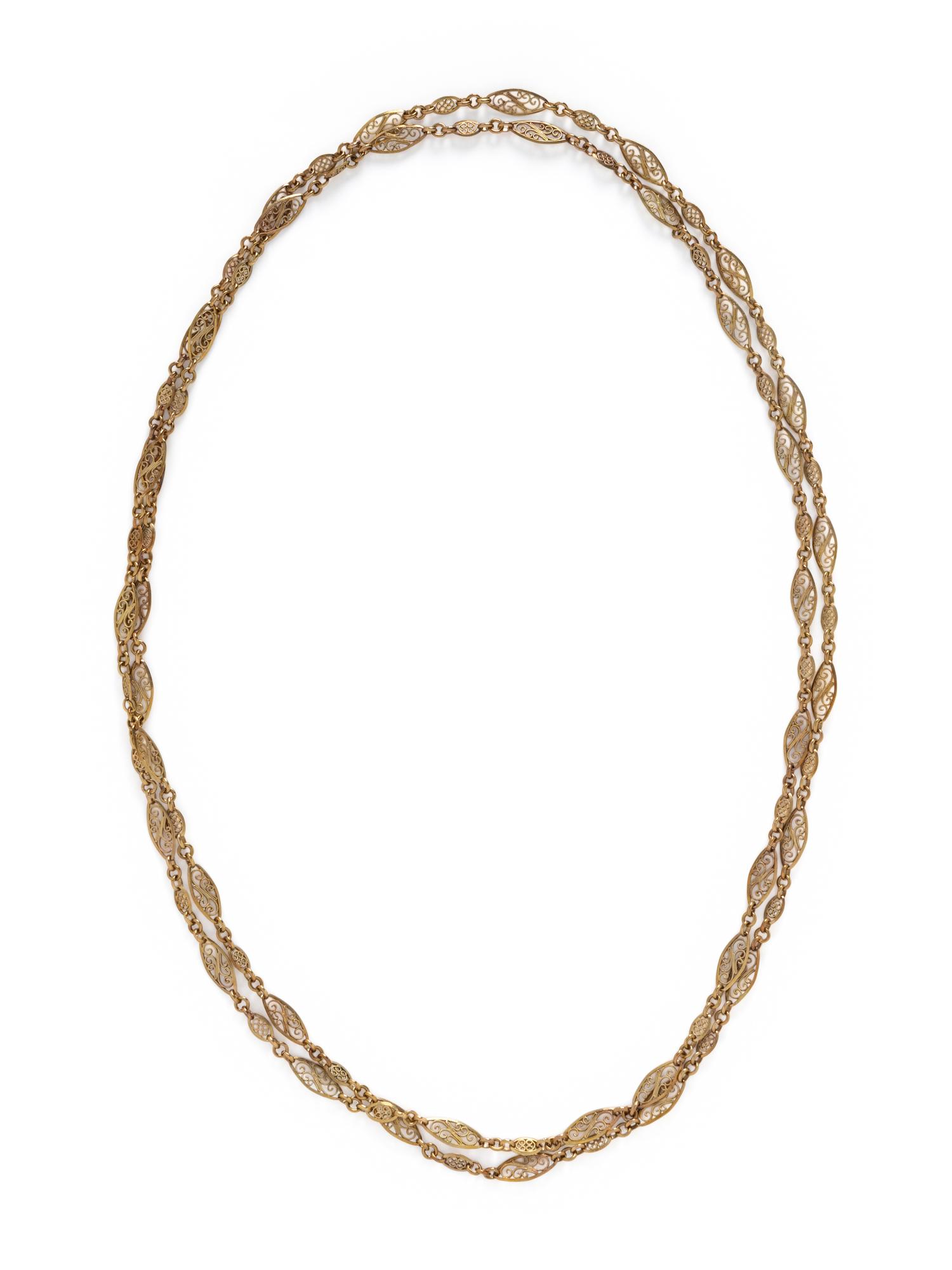 YELLOW GOLD FILIGREE CHAIN NECKLACE