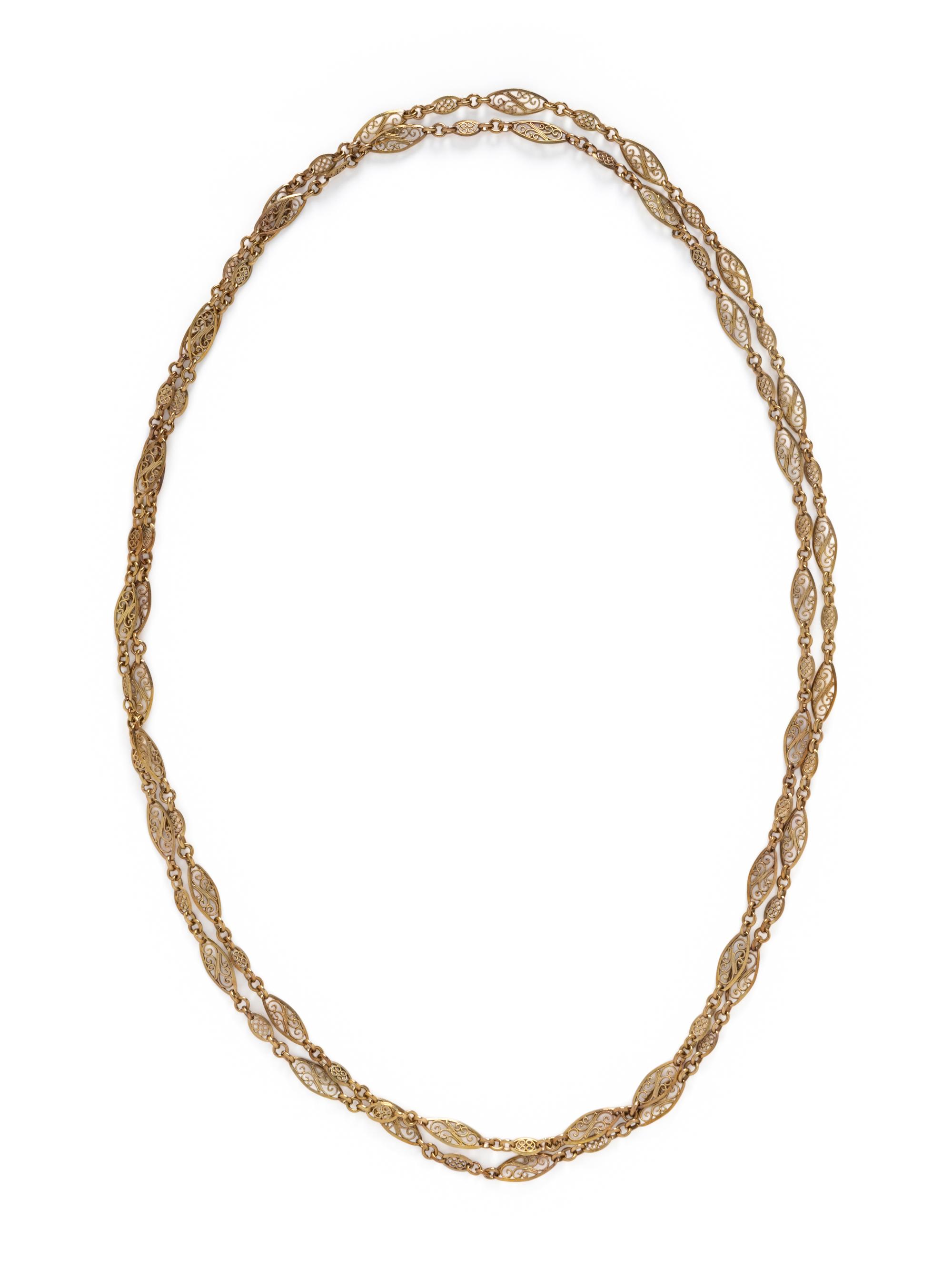 YELLOW GOLD FILIGREE CHAIN NECKLACE