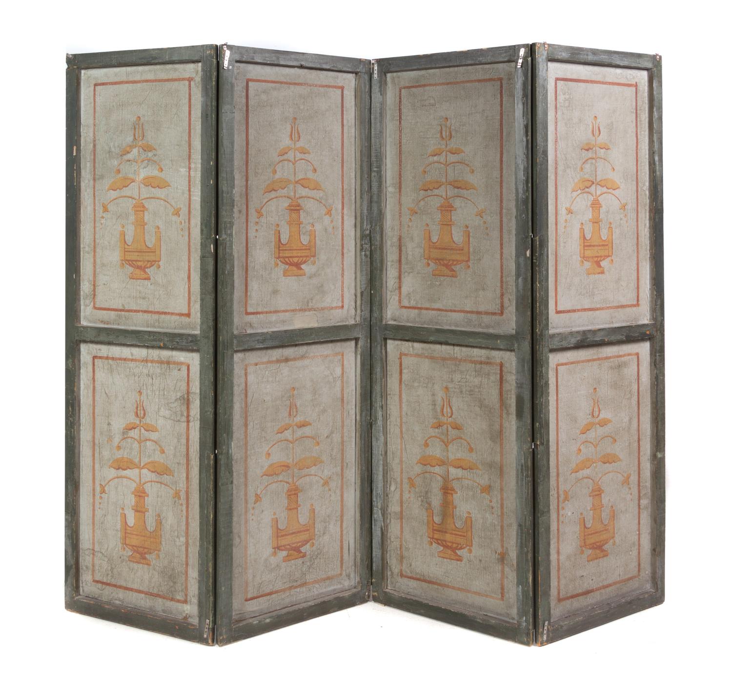 A French Painted Floor Screen