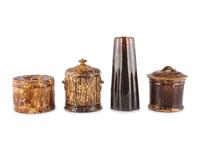 Nine Table Articles in Brown and Bennington Style Glaze
