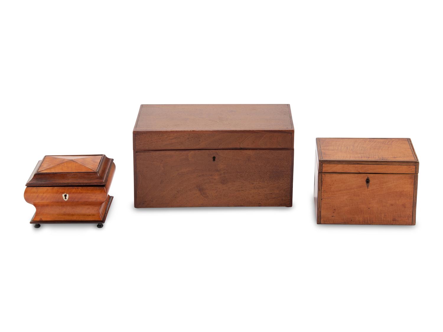 A Group of Three English Tea Caddies