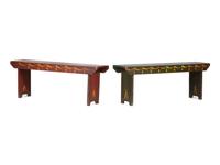 A Peter Hunt Paint-Decorated Dining Table and Benches