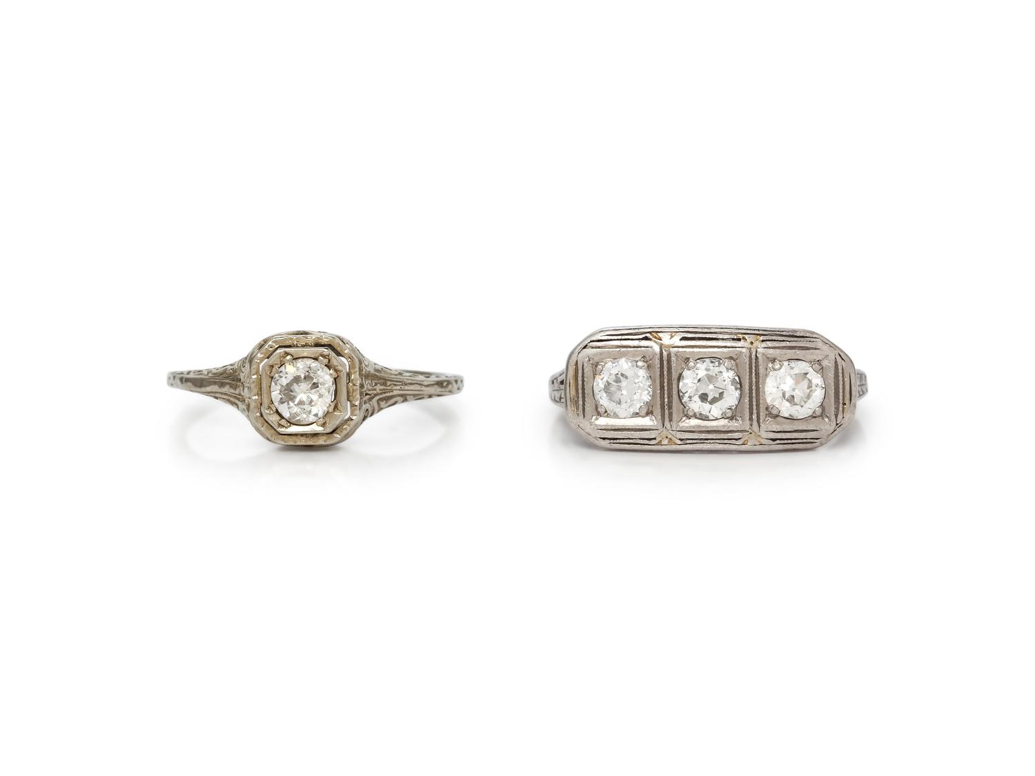 ANTIQUE, COLLECTION OF DIAMOND RINGS