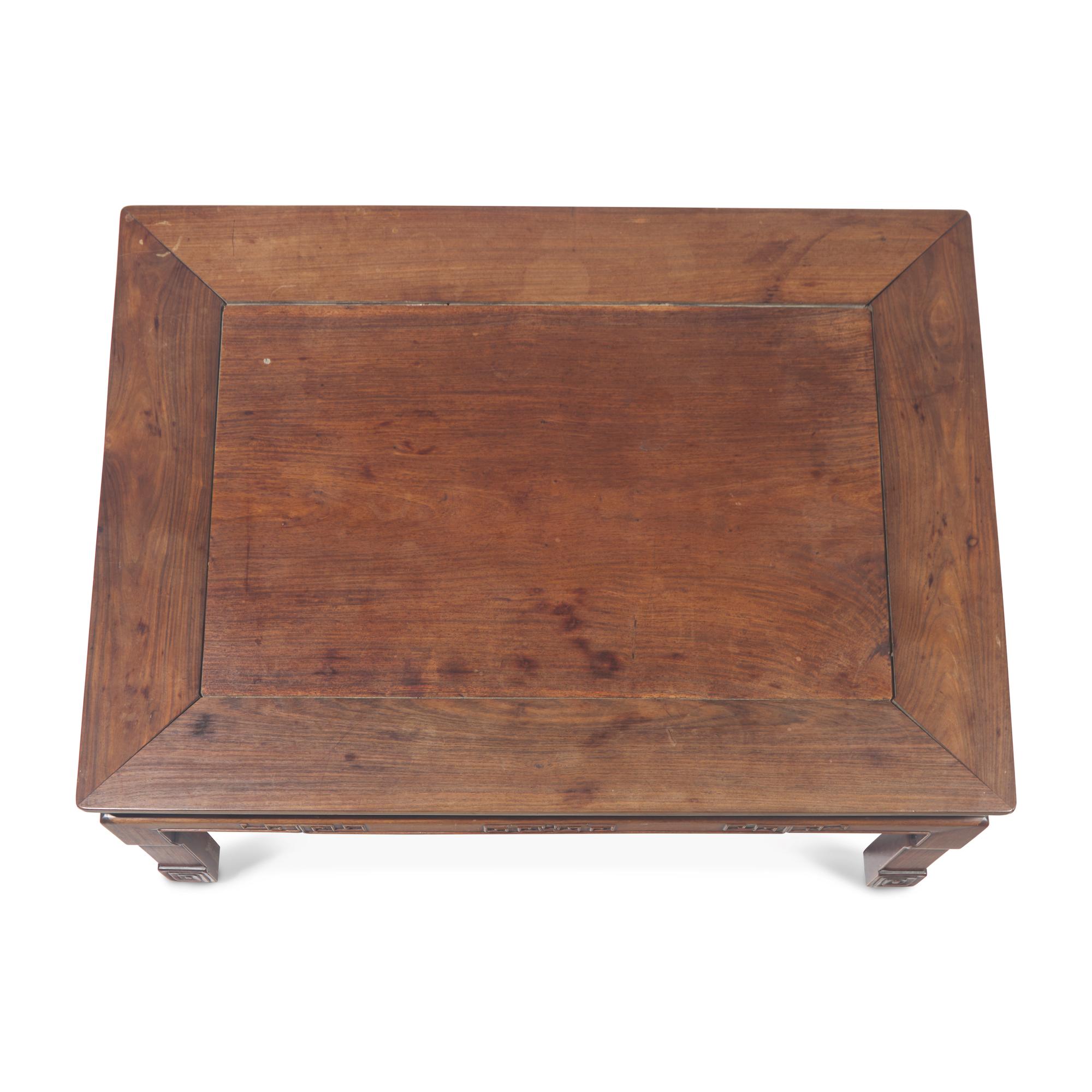 A Large Chinese Hardwood, Possibly Huanghuali, Low Table, Late Qing-Republic Period — 晚清-民國 硬木四方矮桌