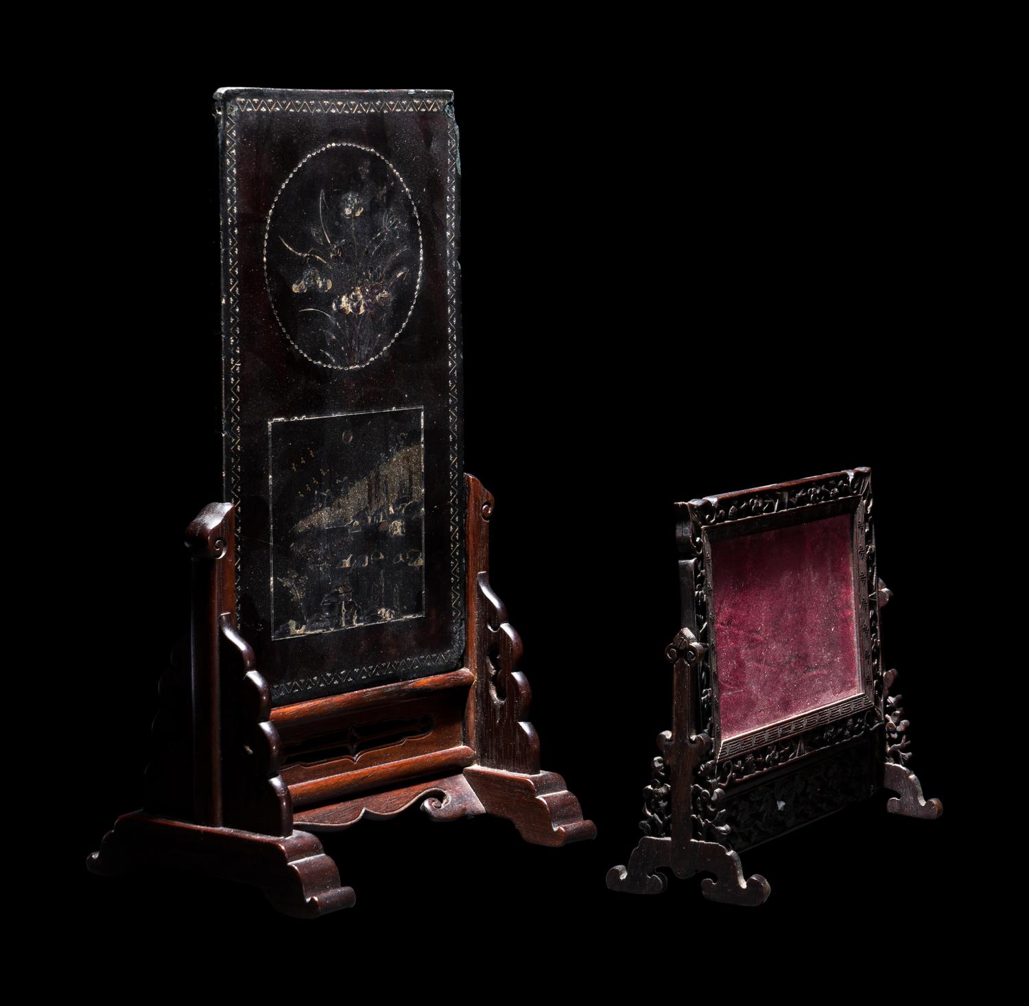 Two Chinese Wood Screens