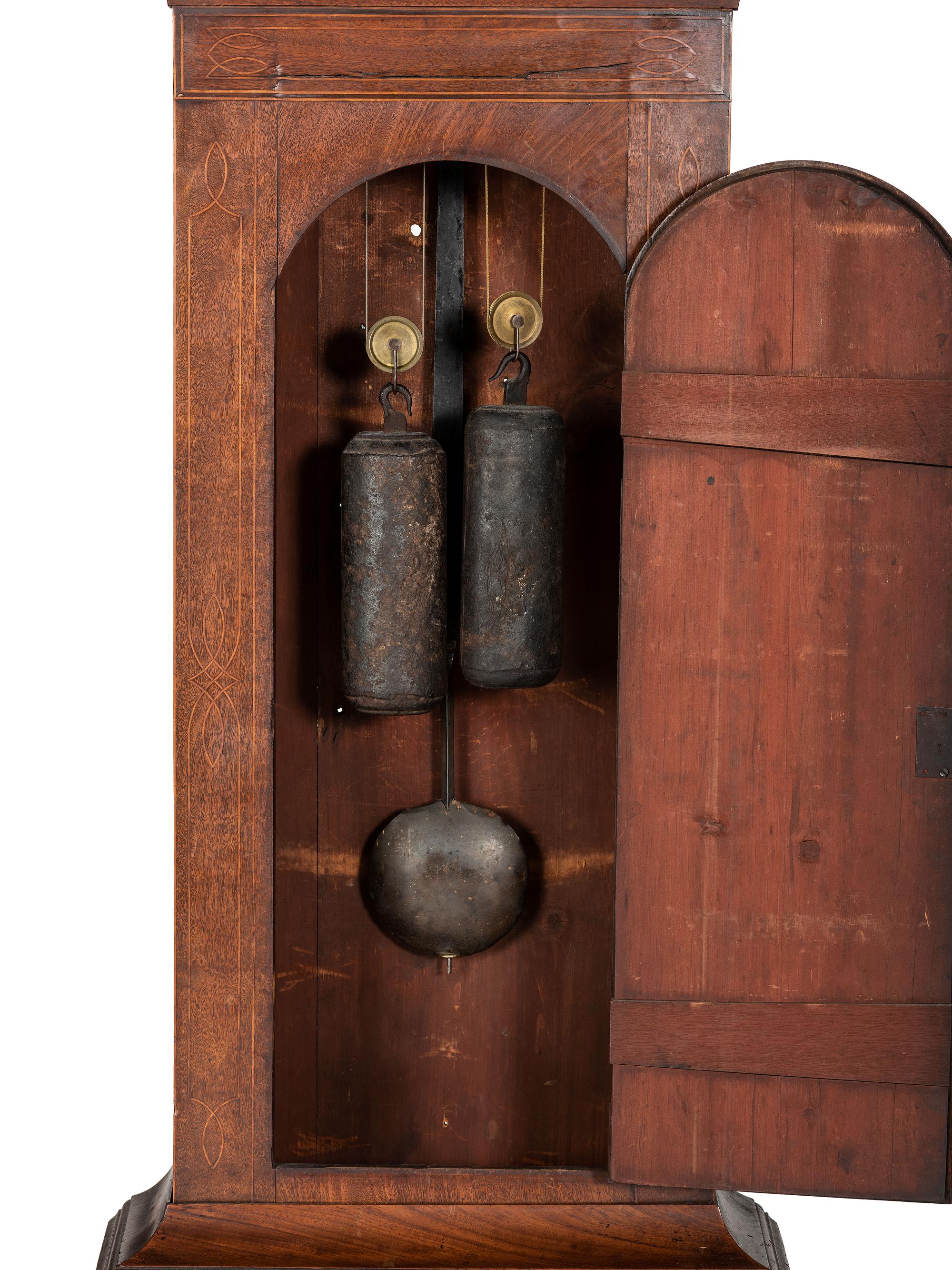 An English Line Inlaid Mahogany Tall Case Clock