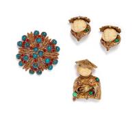 Three Har Costume Jewelry Pieces; One pair of Har Earrings, Two Brooches,