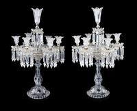 A Pair of Baccarat Cut Glass Candelabra