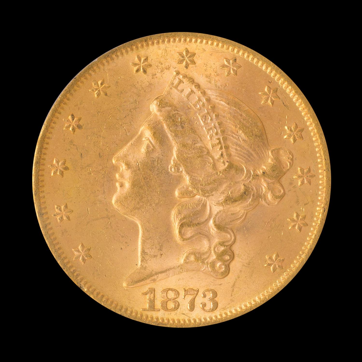 A United States 1873 Liberty Head: Open 3 $20 Gold Coin