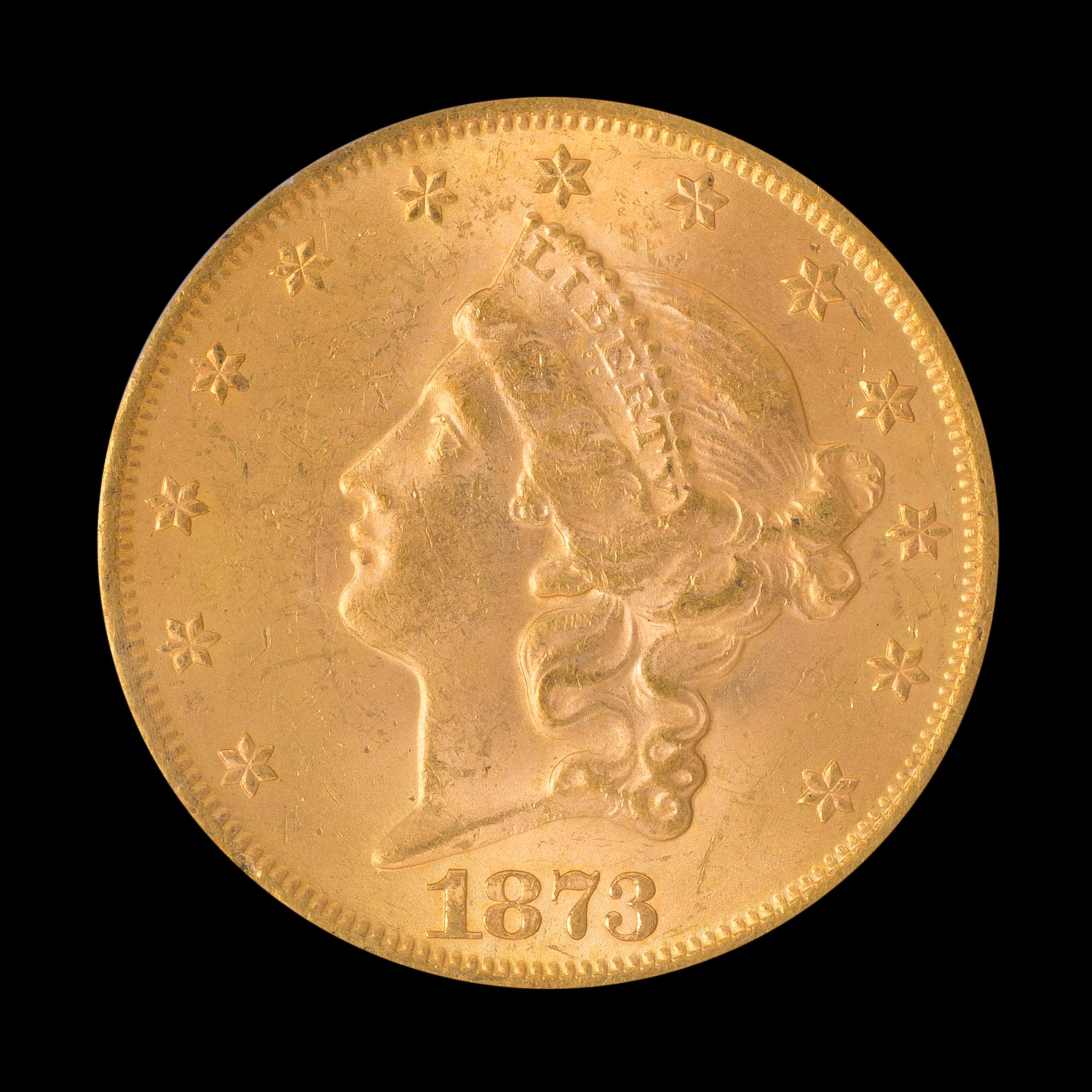 A United States 1873 Liberty Head: Open 3 $20 Gold Coin