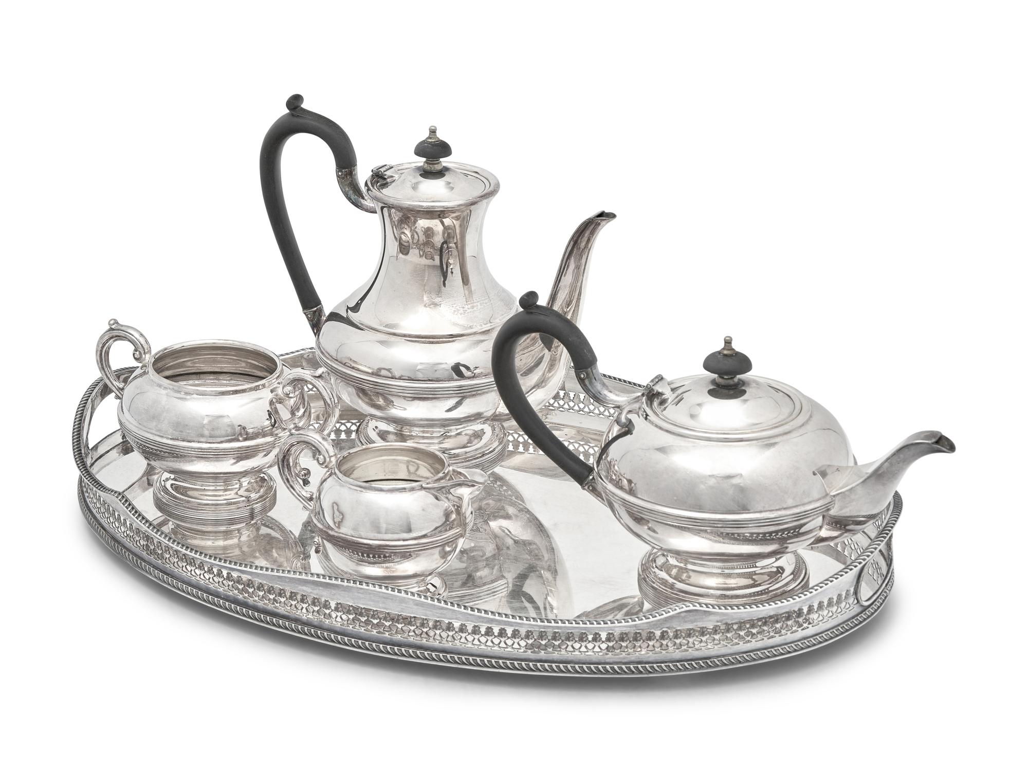 An English Silver Four-Piece Tea and Coffee Service