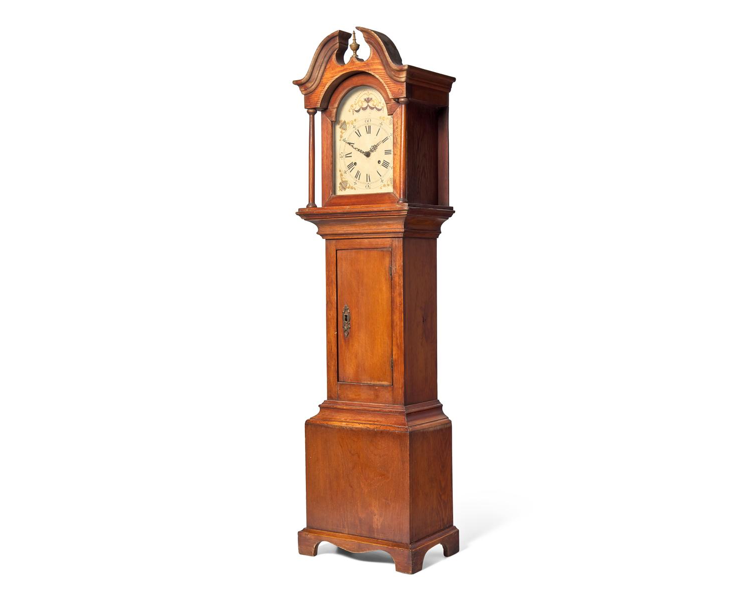 A Chippendale Style Pine and Maple Dwarf Clock