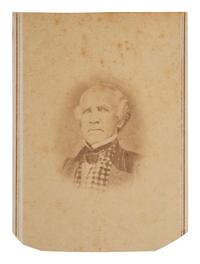 [TEXAS -- HOUSTON, Sam (1793-1863)]. CDV of Houston wearing a plaid vest. N.p., ca 1860s.