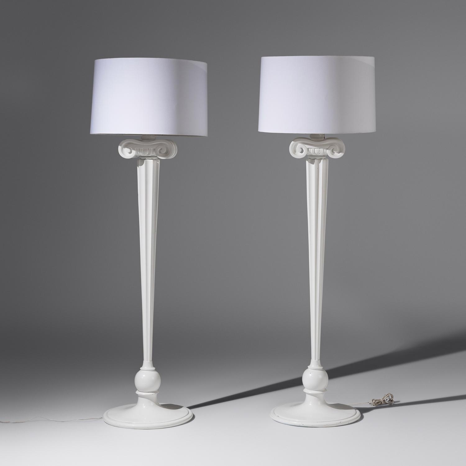 Morris Lapidus (Ukrainian-American, 1902–2001) — Pair of Eden Roc Floor Lamps, designed 1955 | c. 1990 for Diamond + Baratta by Sirmos of New York