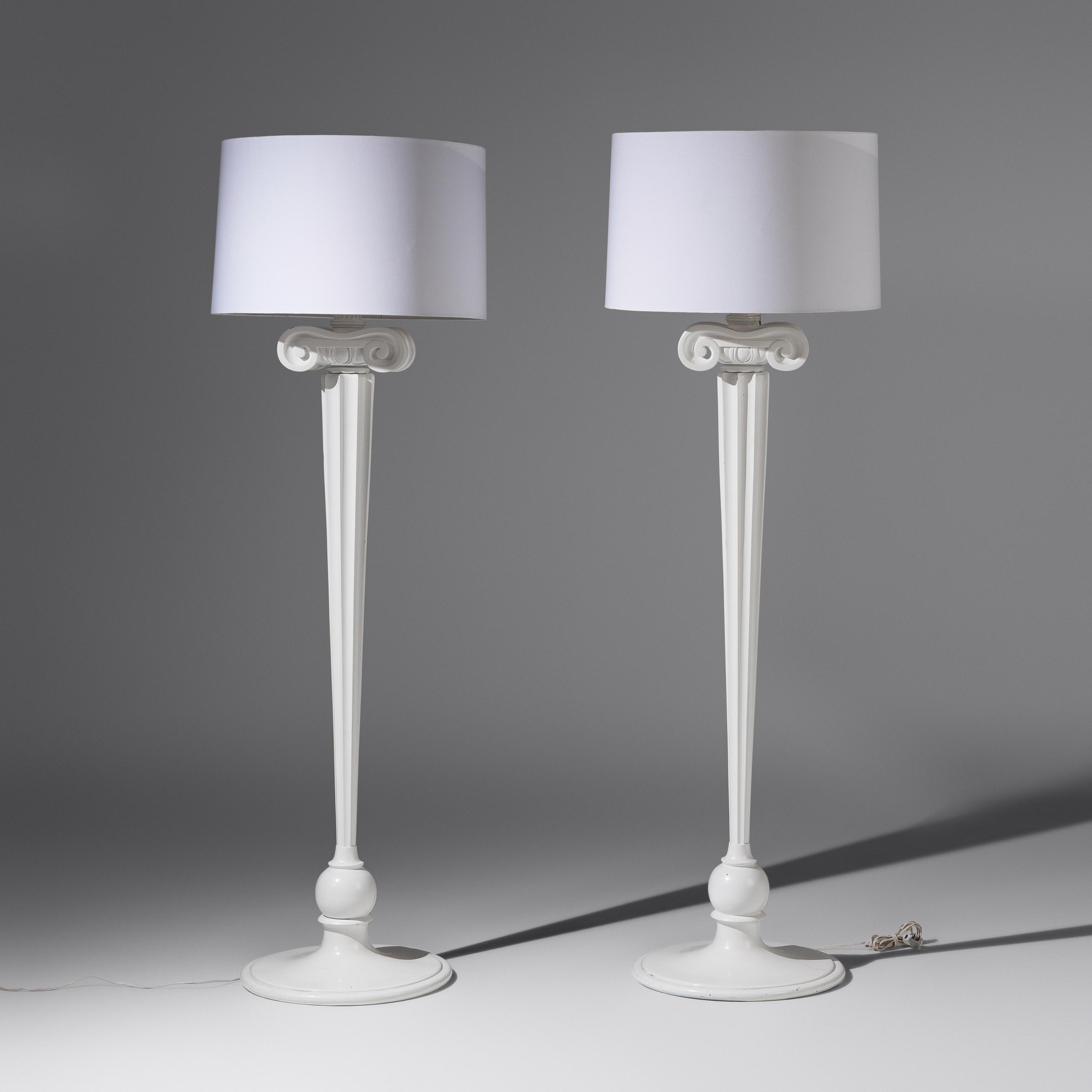 Morris Lapidus (Ukrainian-American, 1902–2001) — Pair of Eden Roc Floor Lamps, designed 1955 | c. 1990 for Diamond + Baratta by Sirmos of New York
