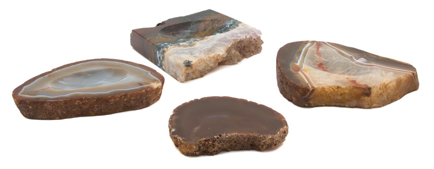 A Collection of Three Geode Ashtrays Length of largest 6 1/2 inches. — 20TH CENTURY