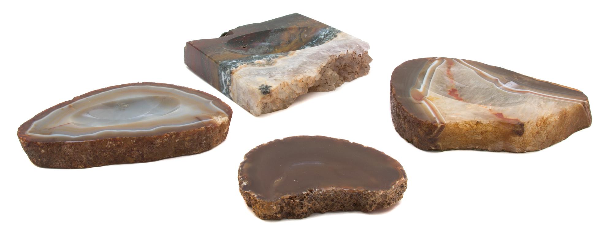 A Collection of Three Geode Ashtrays Length of largest 6 1/2 inches. — 20TH CENTURY