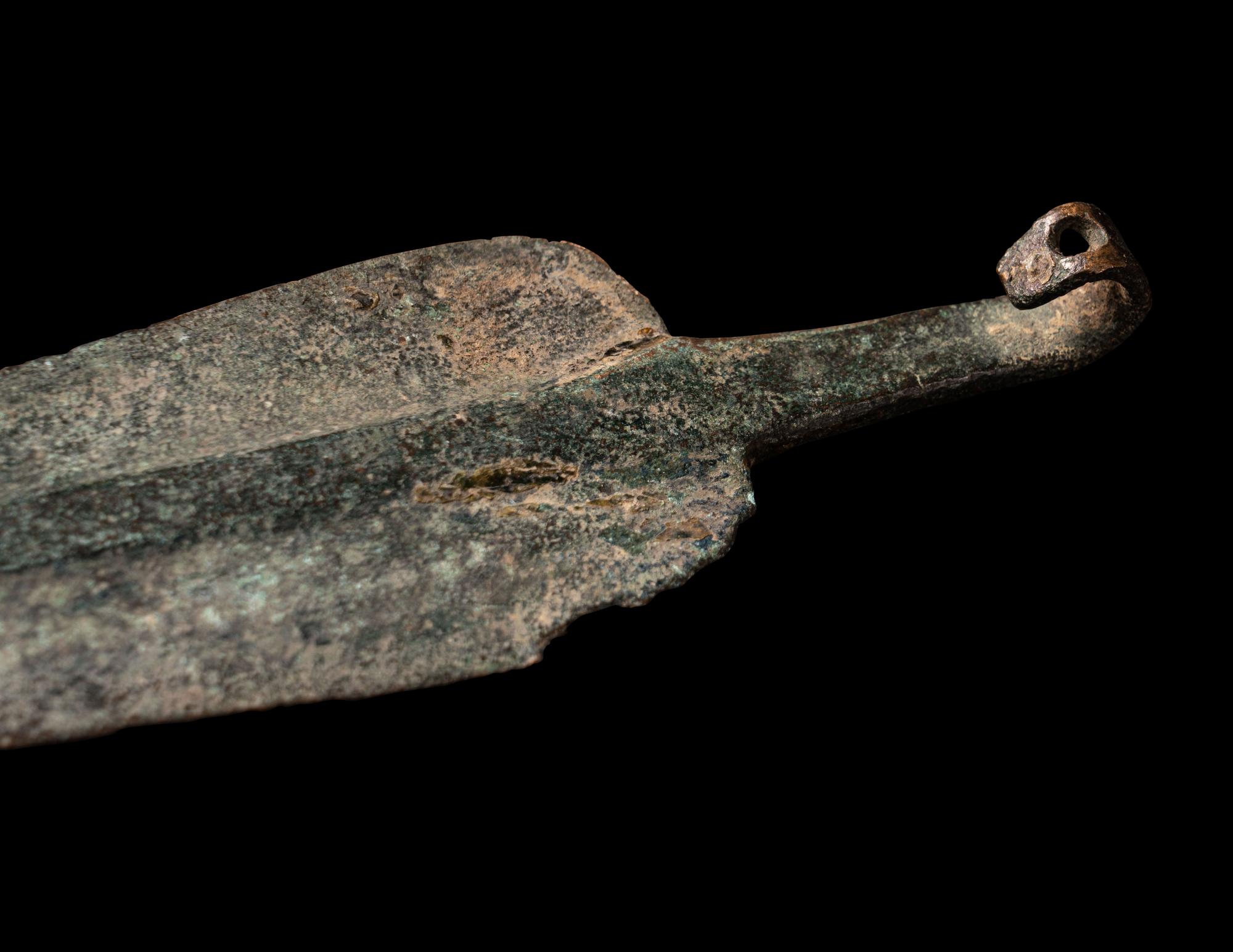A Group of 5 Luristan Bronze Weapons Including Spearheads and a Sword