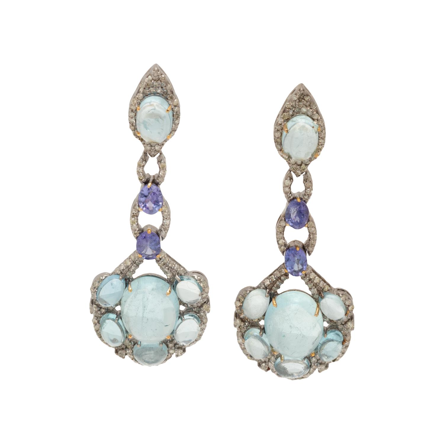 GEMSTONE AND DIAMOND EARRINGS