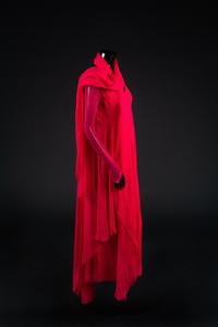 Dress, Shawl, Earrings, Ring and Bag, 1988. Dress designed by Paul Zastupnevitch and made by Western Costume Company in Los Angeles — Worn by Olivia de Havilland for the 60th Academy Awards in 1988 when she presented the award for best art direction.