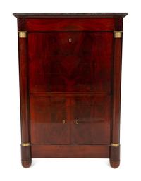 An Empire Mahogany Slate Top Secrétaire à Abbatant