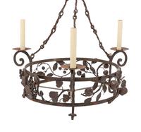 A Spanish Style Wrought Iron Three-Light Chandelier