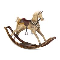A Carved and Painted Wood Rocking Horse