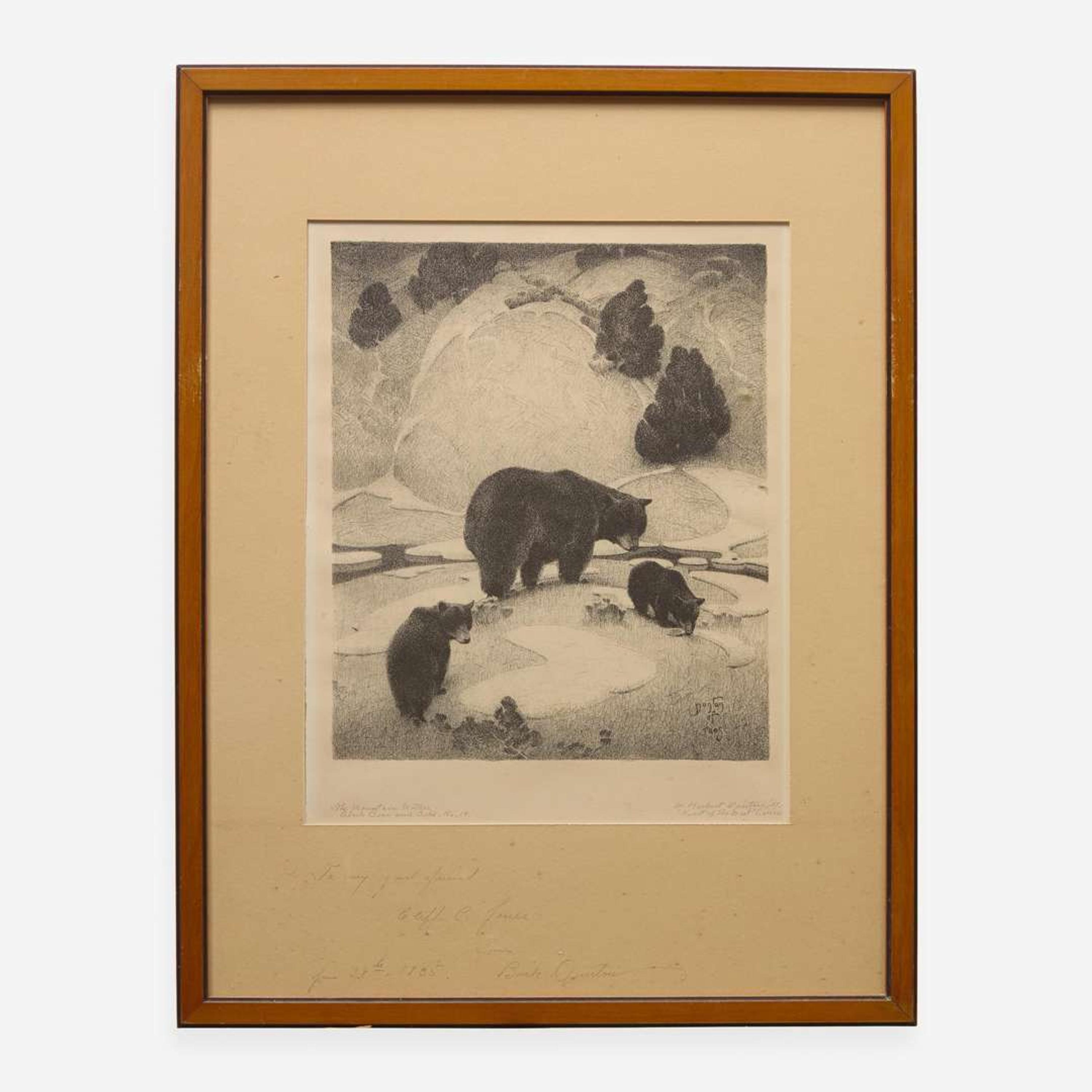 William Herbert Dunton (American, 1878-1936) The Mountain Mother, Black Bear and Cubs