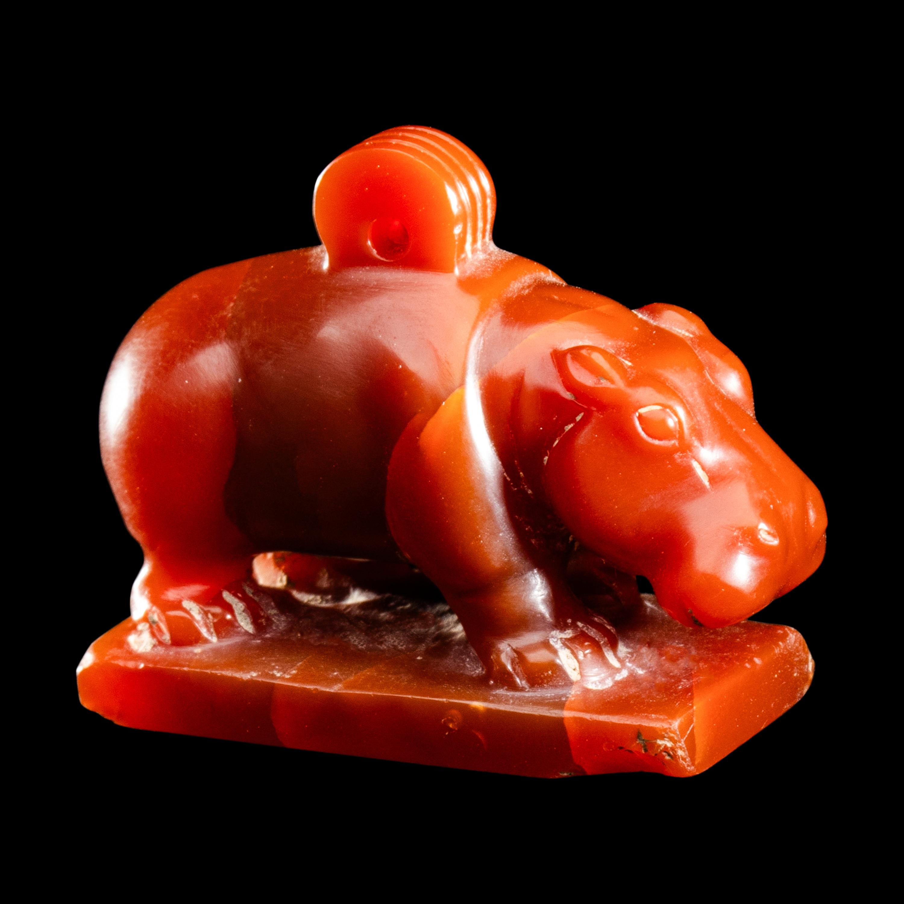 An Egyptian Carnelian Hippopotamus Amulet